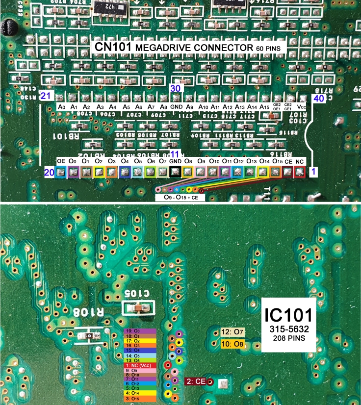 Partie 04 - O0-O15 connection au chip IC101